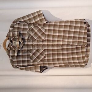LL Bean men's button down short sleeve plaid shirt size large